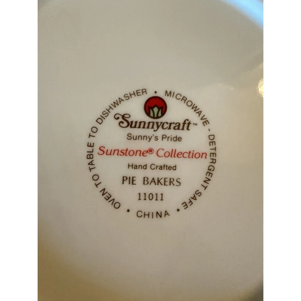 VTG Ceramic Sunnycraft Apple Pie Recipe Baking Dish Plate 11